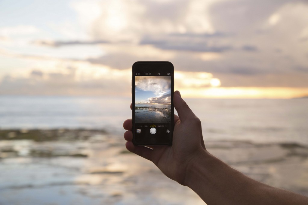 mobile phone at a beach