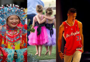 Chinese woman, girls in party dress, Indigenous dancer