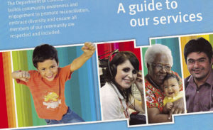 Cover of government brochure showing images of people