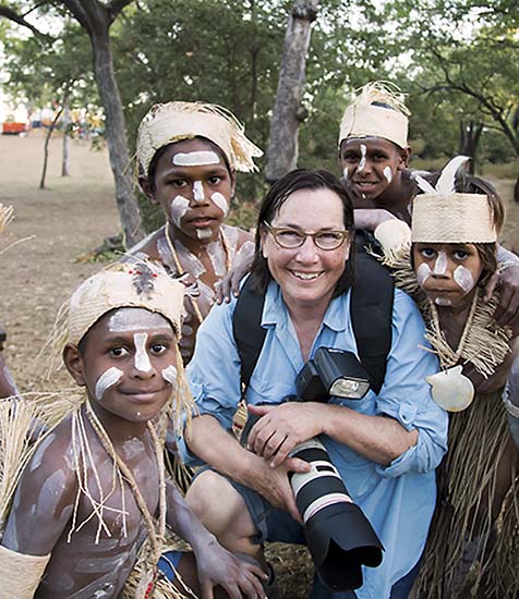 VickiYen with Indigenous dancers Cape York dancers at laura Festival Vicki Yen Cape York Australia