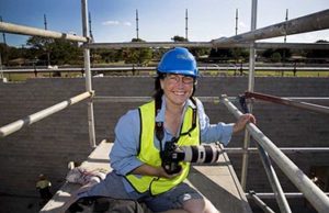 Photographer on construction site