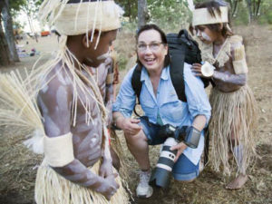 Photographer Vicki Yen with Indigenous dancers Cape York Australia
